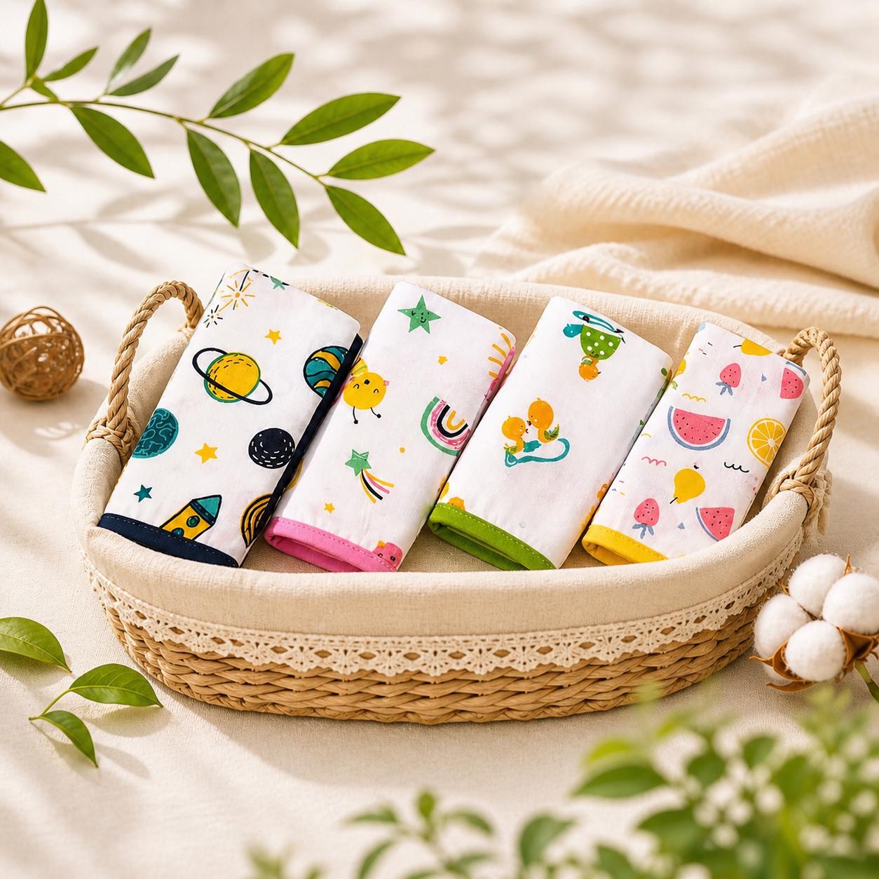 Joey Jr Organics Bamboo Muslin Baby washcloths |4 -pack