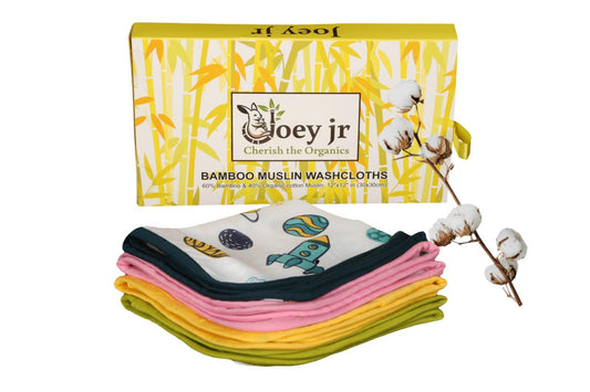 Joey Jr Organics Bamboo Muslin Baby washcloths |4 -pack